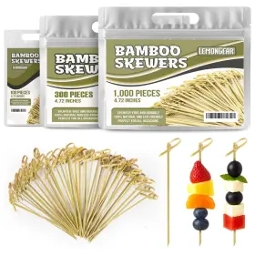 Green-bamboo-skewer-472-1000 Lemongear 1 000 Pcs Green Bamboo Skewers 4.7 Inch Decorative Cocktail Picks Appetizers Too