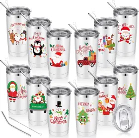 Jnu-lemosae-0008 Lemosae 12 Pcs Christmas Tumblers Gifts 20oz 7 X 3.5 Inches As Pictures Shown