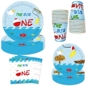 Letdec 768497364592 Little Fisherman Party Tableware 9 Inch Gone Fishing Plates And 7 Ofishal