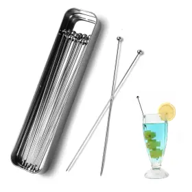 Ct-unlz-cp66 Lexenic 8 Inch Metal Cocktail Picks 15pack Storage Box Kit Premium 304 Stainless Steel Re
