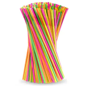 Liberhaus 854672003452 200 Pcs Extra Long Straws Disposable - Flexible Plastic Stretcha