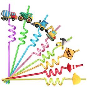 Lidmada Li210918004 24 Reusable Construction Plastic Straws 10.5 Inch X 0.23 Multicolor