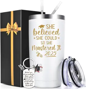 Wr1686-20-wh-c Lifecapido Graduation Gifts 20oz Tumbler With Large White