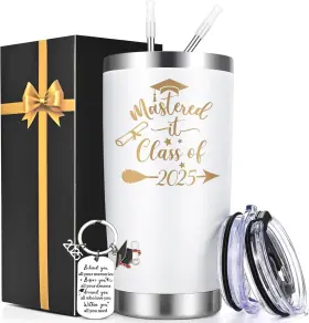 Wr1699-20-wh-c Lifecapido Masters Degree Graduation Gifts Mastered It Class Of 2025 20oz Insulated Tumble