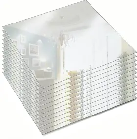 Light In The Dark 744309838406 12 Inch Square Mirror Plate Set Of 12-1.5mm Thick Glass Tiles -