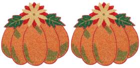 Light & Pro 59396 Lightnpro Pumpkin Beaded Placemats Set Of 2-13 Inch 2 Pack Orange Multi