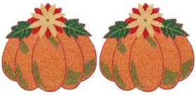 59396 Light & Pro Lightnpro Pumpkin Beaded Placemats Set Of 2-13 Inch 2 Pack Orange Multi