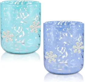 Cigc001 Ligomeda 2 Pcs Christmas Icon Glass Cups-14oz Snowflake 14 Ounces Blue Purple
