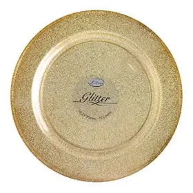 Lillian Collection 763615336109 Glitter Gold Premium Plastic Round Dinner Plate - 10.25 Inch Elegant Durable