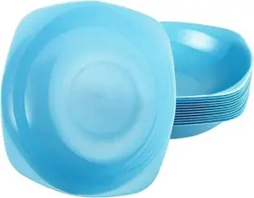 Lillian Collection 763615362429 Retro Square Plastic Bowls - 16 Oz Slate Blue 10 Pcs