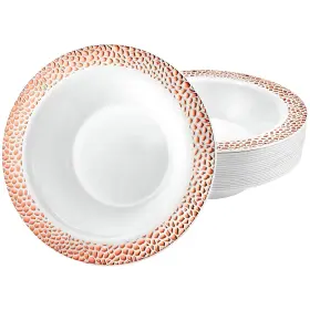 Lillian Collection 763615383950 Pebbled Rose Gold Premium Plastic Round Dessert Bowls - 5 Oz. 10 Pack Per