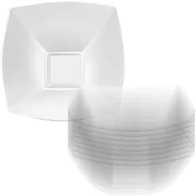 Lillian Collection 763615632515 Fluted Clear Premium Plastic Square Serving Bowl 18oz Pack Of 10 Elegan