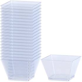 Lillian Tablesettings 60291 Clear Plastic Square Bowls 8 Oz Small Disposable Serving For Appetizer
