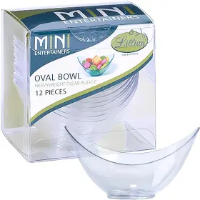 64560 Lillian Tablesettings 12-pack Mini Plastic Oval Bowl Clear Serving Bowls