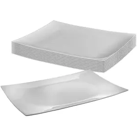 35910 Lillian Tablesettings 735533628017 11-3/4 X 9x2 Inch Rectangular Plastic Plates 10 Count Pearl Multicolor