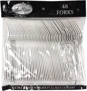 Lillian Tablesettings 763615359481 Fork Bag Pearl Pack Of 48 Plastic Cutlery 11 X 10 1 Inches 35948