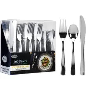 Lillian Tablesettings 763615372732 Plastic Cutlery Silverware Extra Heavyweight Disposable Flatware Full Size Cu