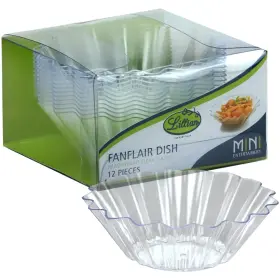 Lillian Tablesettings 763615645355 Mini Fanflair Dish-2 Oz Clear Pack Of 12 Plastic Serve-ware 64535