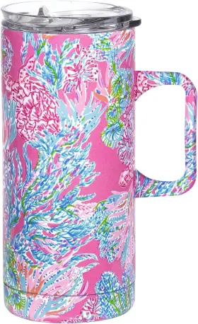 216412-650 Lilly Pulitzer 16 Oz Travel Mug With 1 Count Pack Of Seaing Things