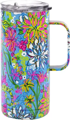 225615 Lilly Pulitzer 16 Oz Travel Mug With Handle And Walking On Sunshine