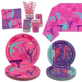 C22138 Lilwemen Gymnastics Birthday Party Decorations Plates Napkins Tablecloth Serves 20