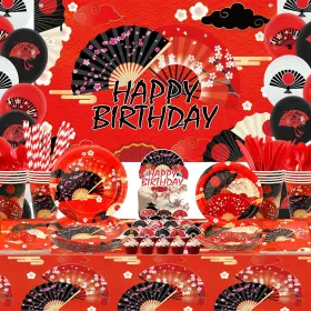 C22426 Lilwemen Folding Fans Party Supplies Hibachi Japanese Decorations Includes Hap