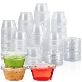 Lilymicky 748250885113 200 Sets - 2 Oz Disposable Plastic Portion Cups With Lids Small Co