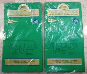 X108 Linette 041624111826 Green Table Covers 3-ply Lot Of 2 Embossed Usa 54 Inch Vtg Christmas