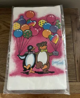 Lisa Frank 073525228303 Vintage Penguin Teddy Bear Paper Party Tablecloth 52 Inch X96 C. A. Reed