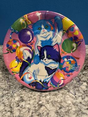 Lisa Frank 076526302737 Vintage 1990s Kitten And Balloons Dessert Plates New 8 Count Party 7 Inch