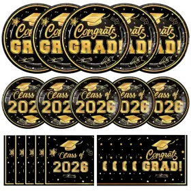 Litmitfu 635408070012 150 Pcs Graduation Plates And Napkins 2026 - Black Gold