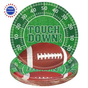 Litmitfu 635408985927 Touchdown Football Plates Sets - 7 Inch Disposable Dinner Dessert Paper Pack