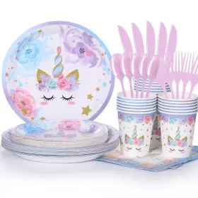 Liugusun 797447232193 Unicorn Birthday Party Decorations Rainbow Plates And Napkin Su