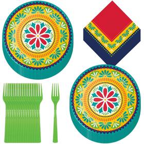 Live It Up Party Supplies 763180921793 Glow Paper Dessert Plates Beverage Napkins Forks Set Serves 16 Decor