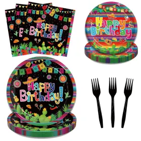 Ljj 491949143777 96 Pcs Mexican Birthday Party Plates Fiesta Decorations Supplies Cinco