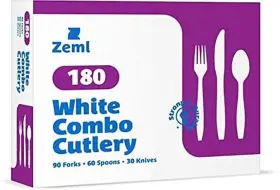 Llc 313034480473 180 Combo Box White Medium-weight Disposable Plastic Silverware Cutlery - Utens
