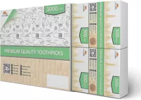 Too-pik-bam-3k Lock Sourcing Ltd 3000 Pieces Premium Bamboo Wooden Toothpicks - For Personal Hygiene Disposable