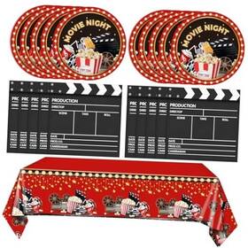 Loiyshine 762736581627 Decorations Movietheme Birthday Paper Plates And Napkins Set Movie Night