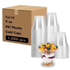 C-kc9 Lollicup Usa Inc 1000pck 9oz Plastic Clear Cups Dome Lids No Hole For Dessert Ice Cream Cake Frui