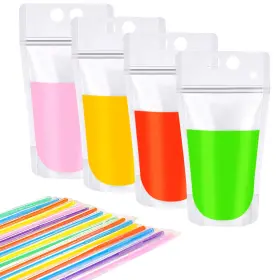 3fa0109-4533 Lomimos 50 Pcs Drink Pouches For Adults Reclosable Zipper Smoothie Bag Alcohol Capri
