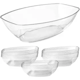 Wk0603bo01 Lonlush 12/24 Pack Clear Oval Plastic Serving Bowls 64 Oz / Disposable Dishes -