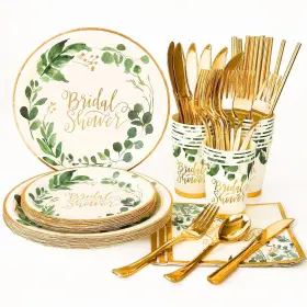 Loowvy 716695932532 Bridal Shower Decorations Green Theme Plates Napkins For 24 Guests