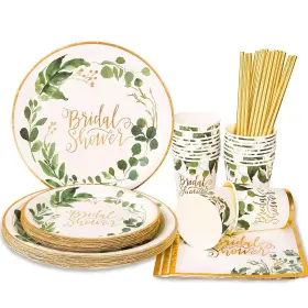 Loowvy 797439562796 Bridal Shower Decorations Green Theme Wedding Plates And Napkins Party