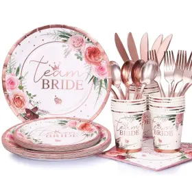 Loowvy 797447232285 Rose And Gold Bridal Shower Party Decorations Plates Napk Inch