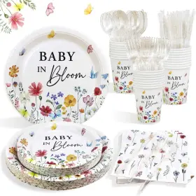 Ls064-bloom7 Lopeastar 175pcs Spring Baby In Bloom Shower Decorations Plates Set Pink