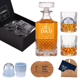 Lor-9 Lorsia Gifts For Dad Men Whiskey Decanter Set With 7 Count Pack Of 1 Clear Blue