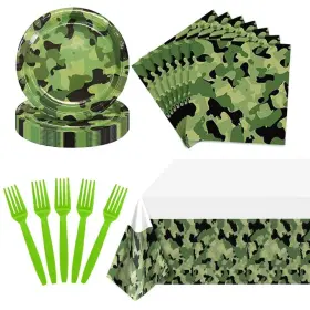 Lousuip 423185056861 Camo Party Supplies Set For 16 Guests Camouflage Themed Army Military T
