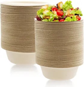 Lshfwn 711181343908 100 Pack 12 Oz Disposable Paper Bowls Heavy Duty Compostable Natural
