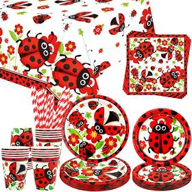 Lsjdeer Ladybug-20-us Ladybug Party Supplies - Tableware L Black Red White