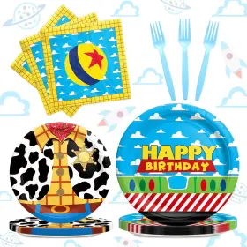 Ltd. 744759690975 Cartoon Birthday Party Supplies For Boys Tableware Set Toy Inspired Story Theme